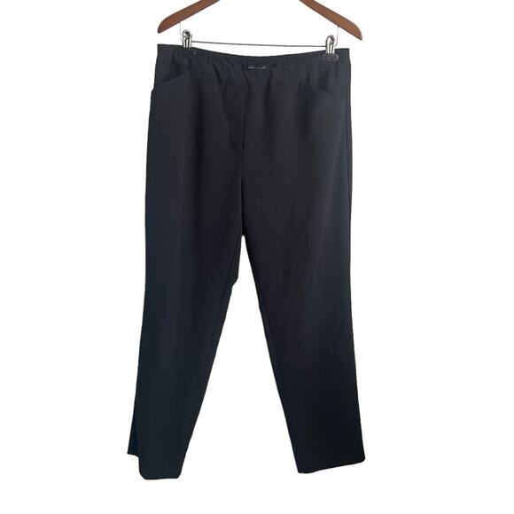 Zac & Rachel Pants Women 12 Black Tapered Leg Elastic Waist Office Minimalistic - Picture 1 of 11